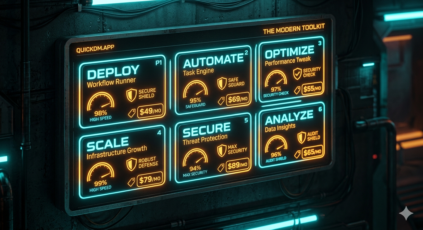 3D comparison grid of six Instagram DM automation tools with pricing and safety icons