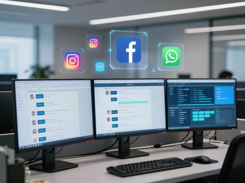 Corporate office environment representing multi-channel chatbot automation infrastructure