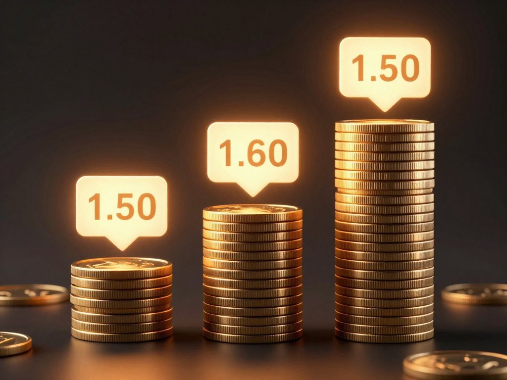 3D photorealistic coin stacks showing Instagram DM automation cost at three follower tiers