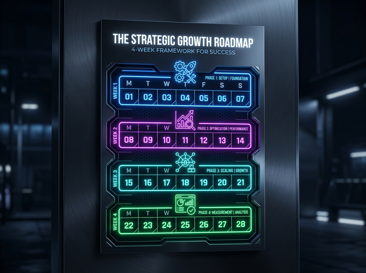 Four-week Instagram DM automation implementation roadmap calendar