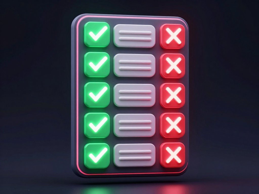 3D photorealistic safety checklist poster showing safe versus risky Instagram DM automation behaviours