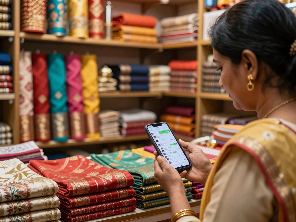 Indian D2C fashion brand owner managing Instagram DM automation on smartphone