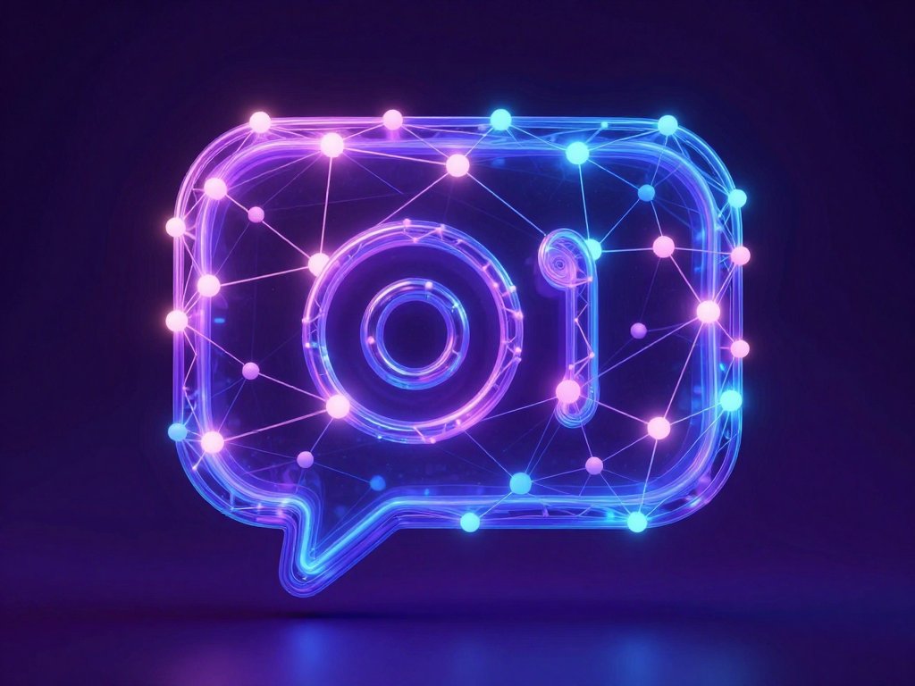 Abstract 3D neural network visualization representing AI-powered DM conversation