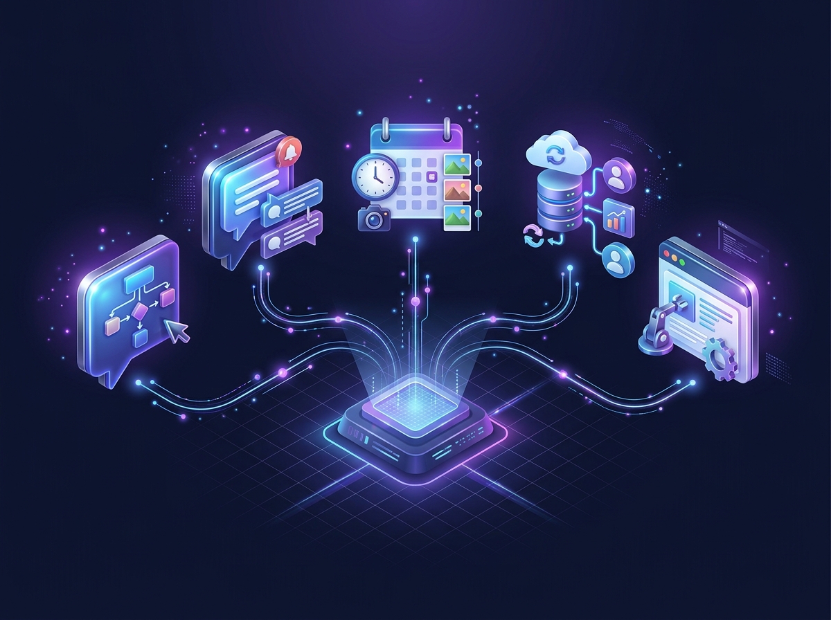 3D isometric diagram of Instagram automation tool types