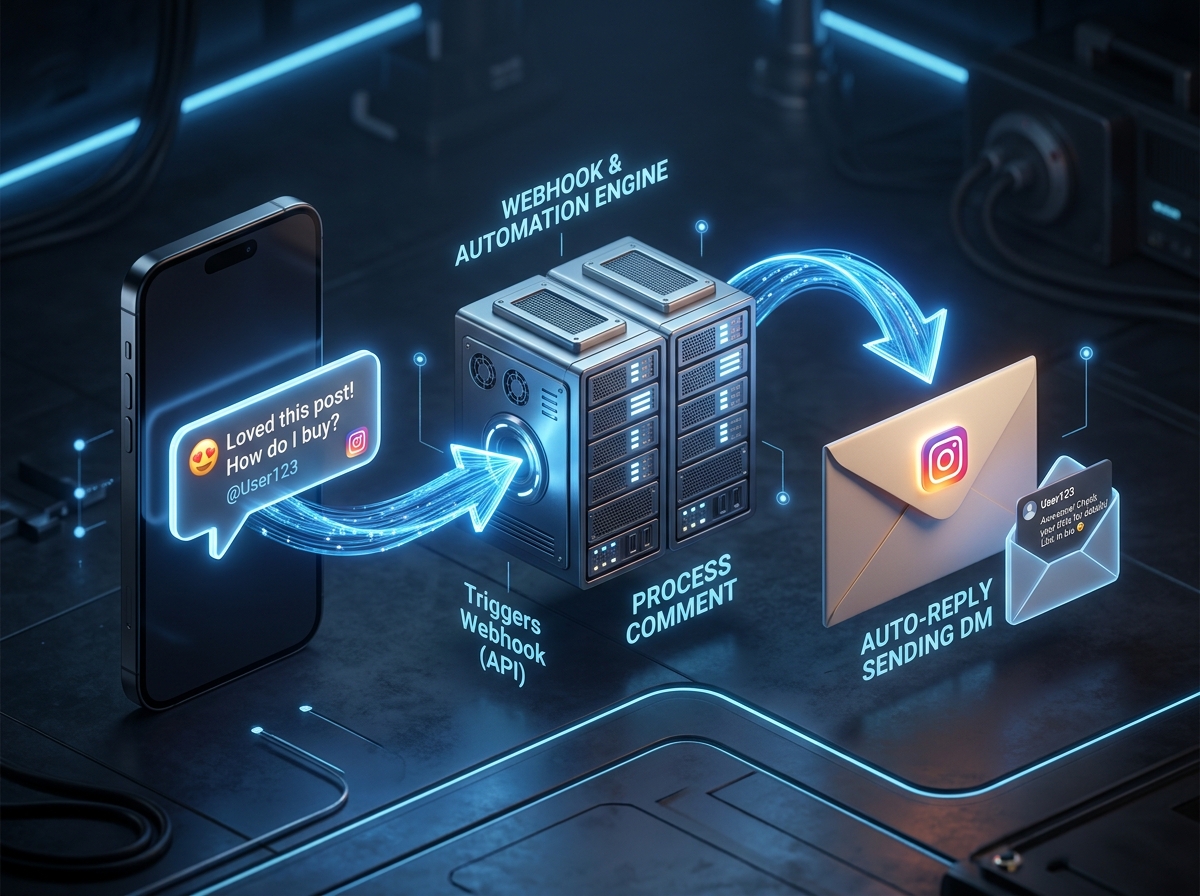 Instagram comment to DM automation workflow diagram