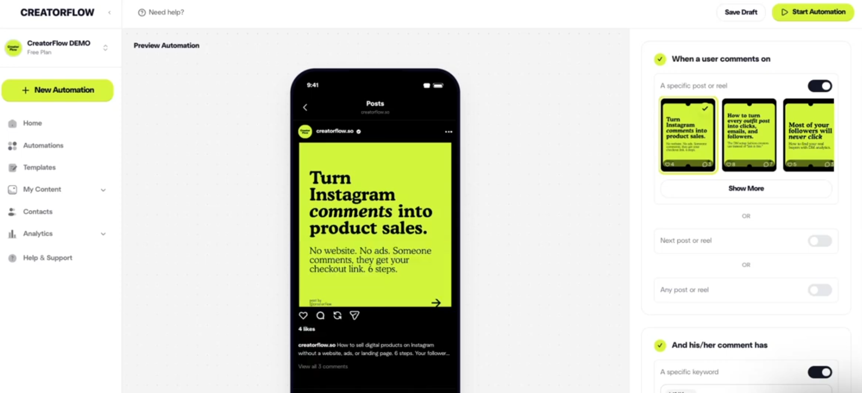 creatorflow dashboard