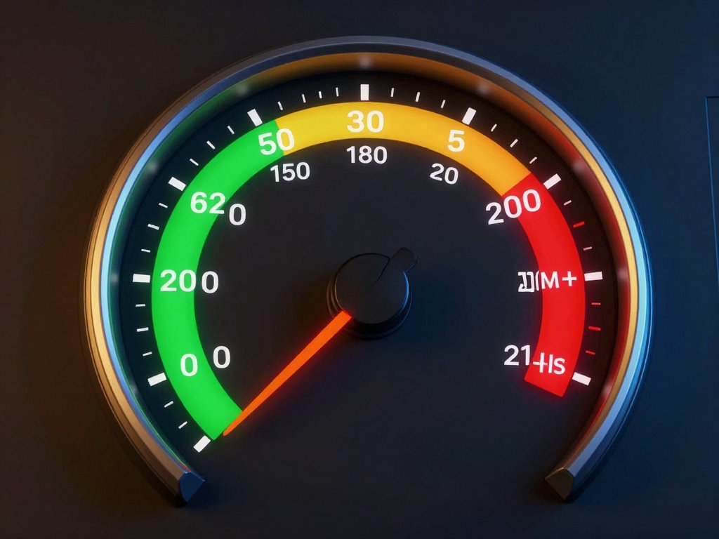 3D speedometer gauge showing safe Instagram DM sending rate limits per hour