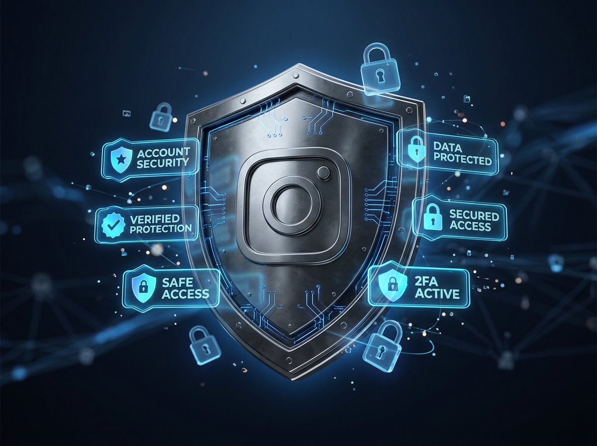 3D security shield protecting Instagram account from automation bans