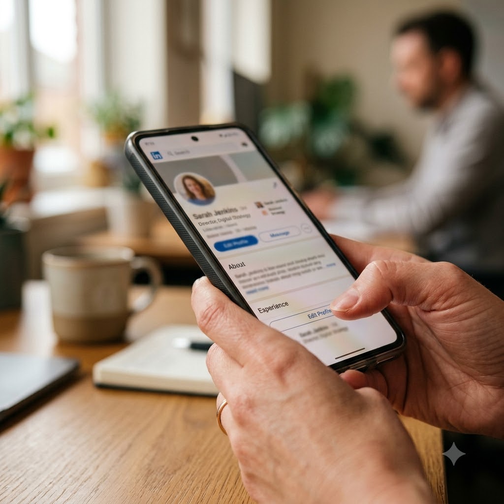 Hands adjusting Instagram professional account settings on phone