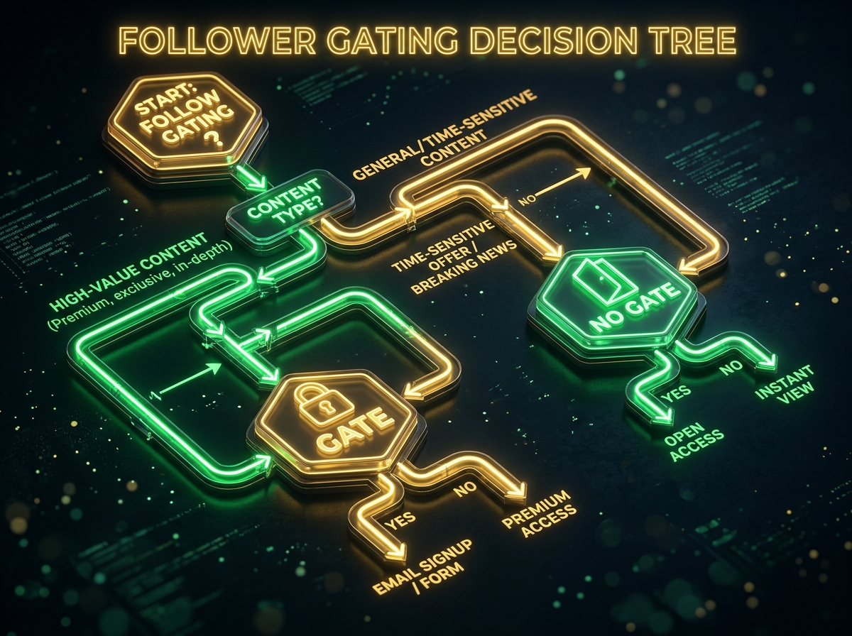 Follower gate decision tree diagram for Instagram automation