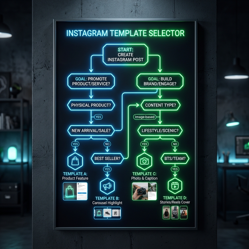 Instagram DM template selection decision tree flowchart