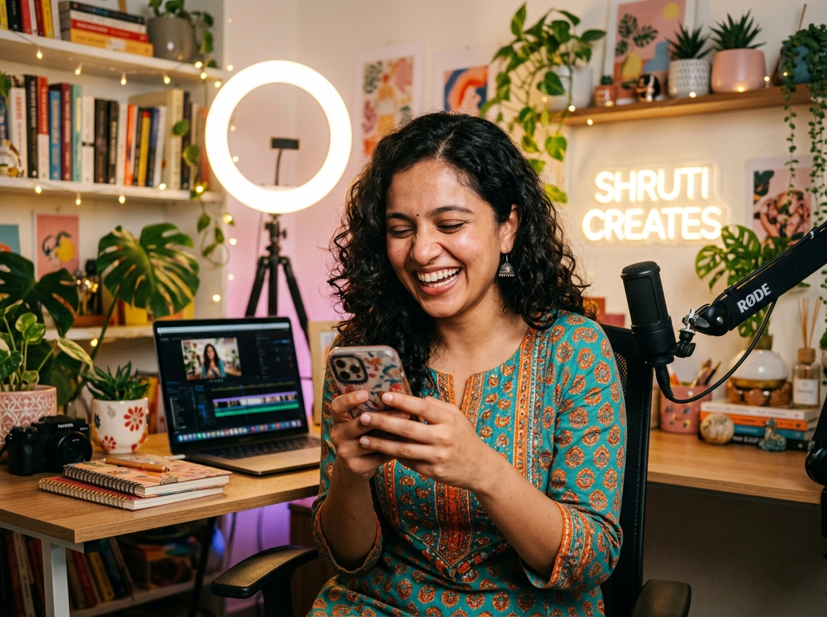 Indian creator celebrating successful Instagram DM automation campaign results