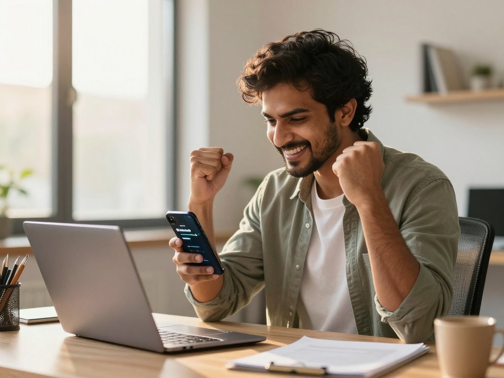 Indian creator celebrating successful Instagram DM automation campaign results