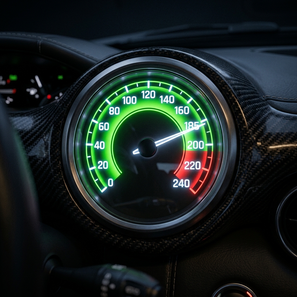 Instagram DM rate limit speedometer showing safe 185 per hour zone