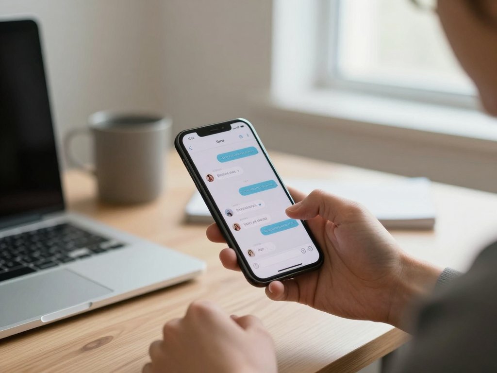 Everyday creator checking Instagram DM replies on smartphone at home