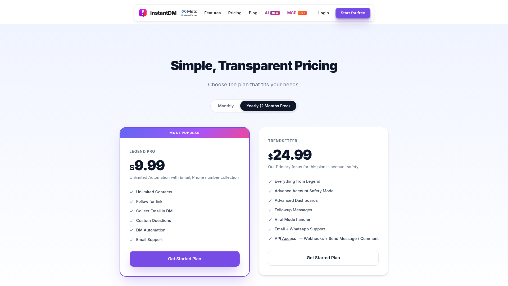 InstantDM pricing comparison